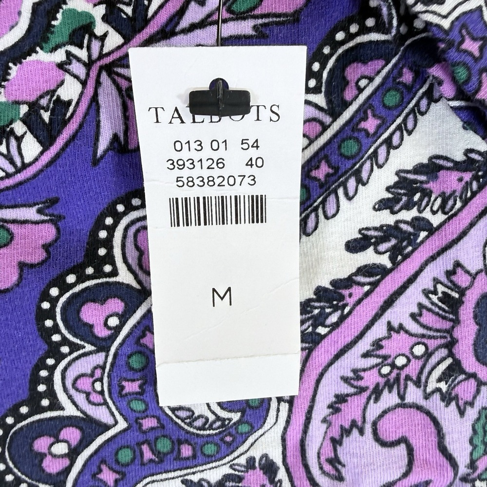 NWT Talbots The Talbots Tee Medium Purple Paisley Medallion Long Sleeve NEW - Picture 4 of 9